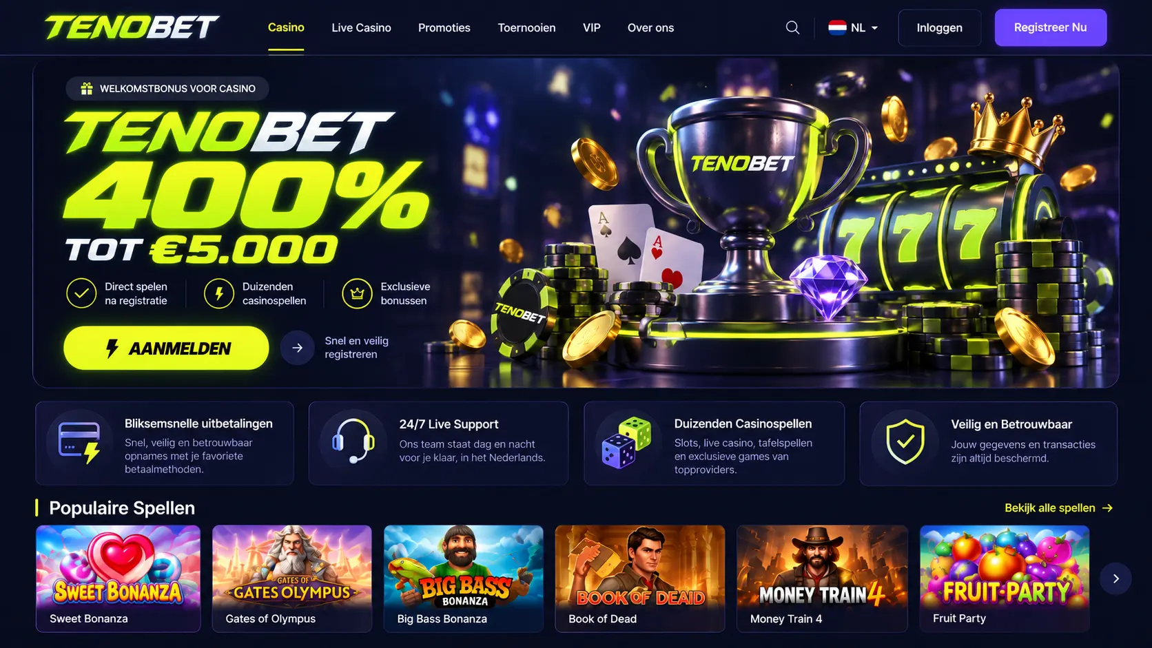 TenoBet Casino Nederland: Online Spellen, Live Casino en Bonus image 1