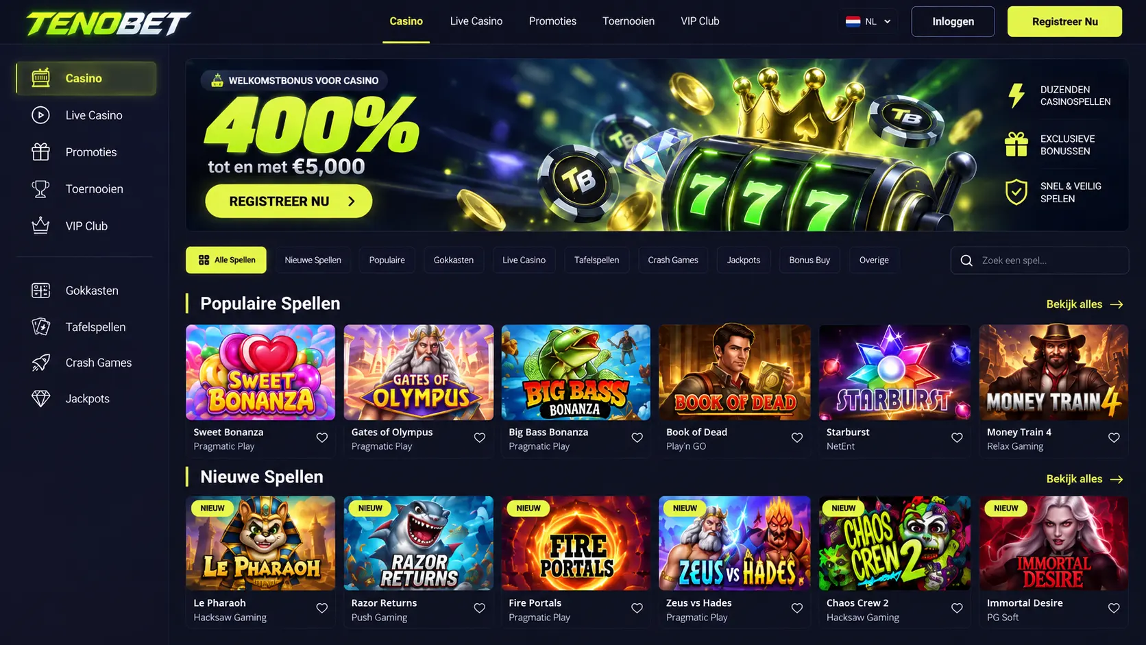TenoBet Casino Nederland: Online Spellen, Live Casino en Bonus image 3